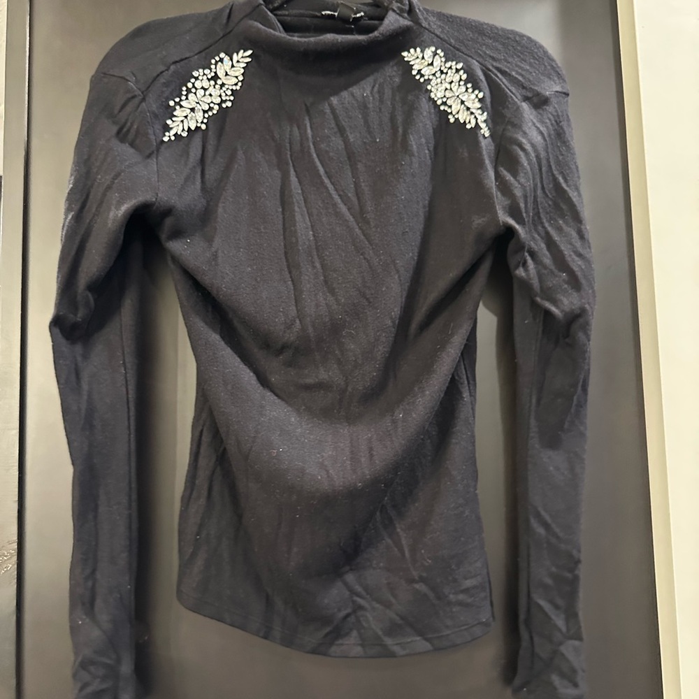 Express Black Top with Silver Embellishments